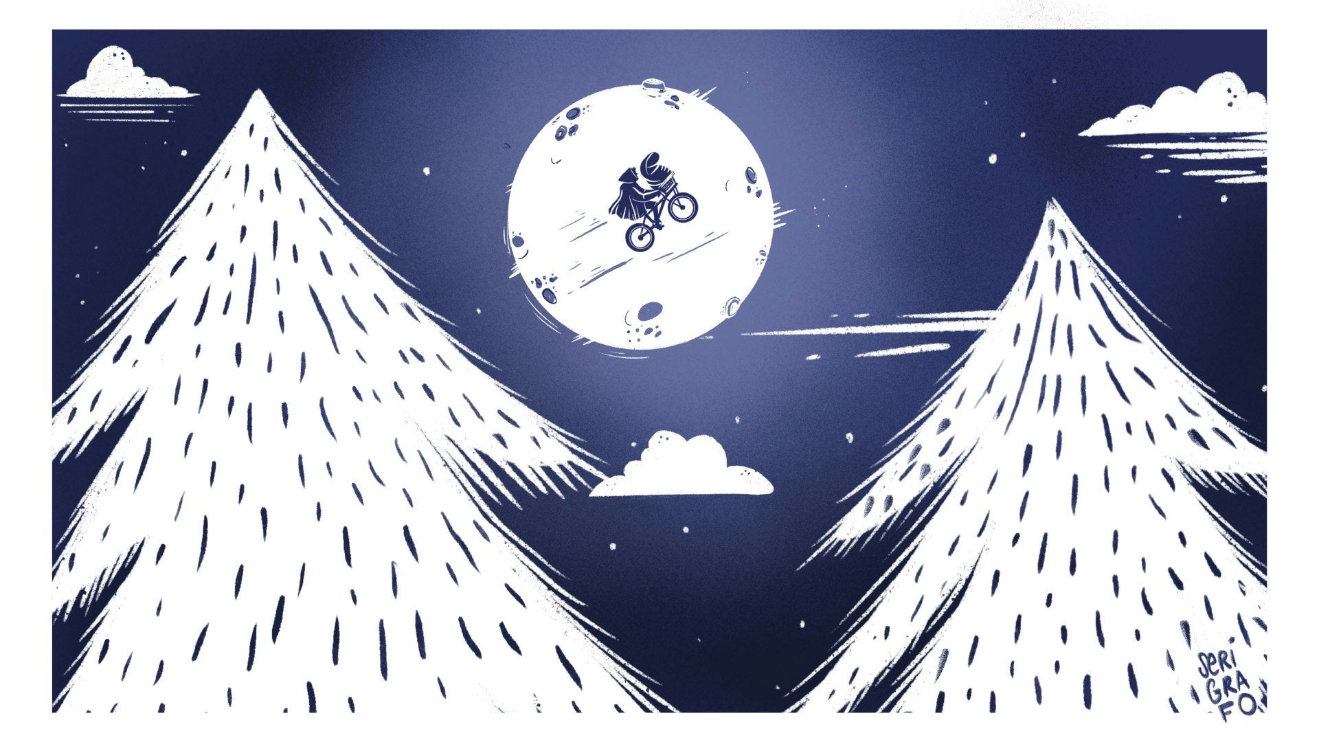 E.T. (1982) – Vuelo en bicicleta frente a la luna